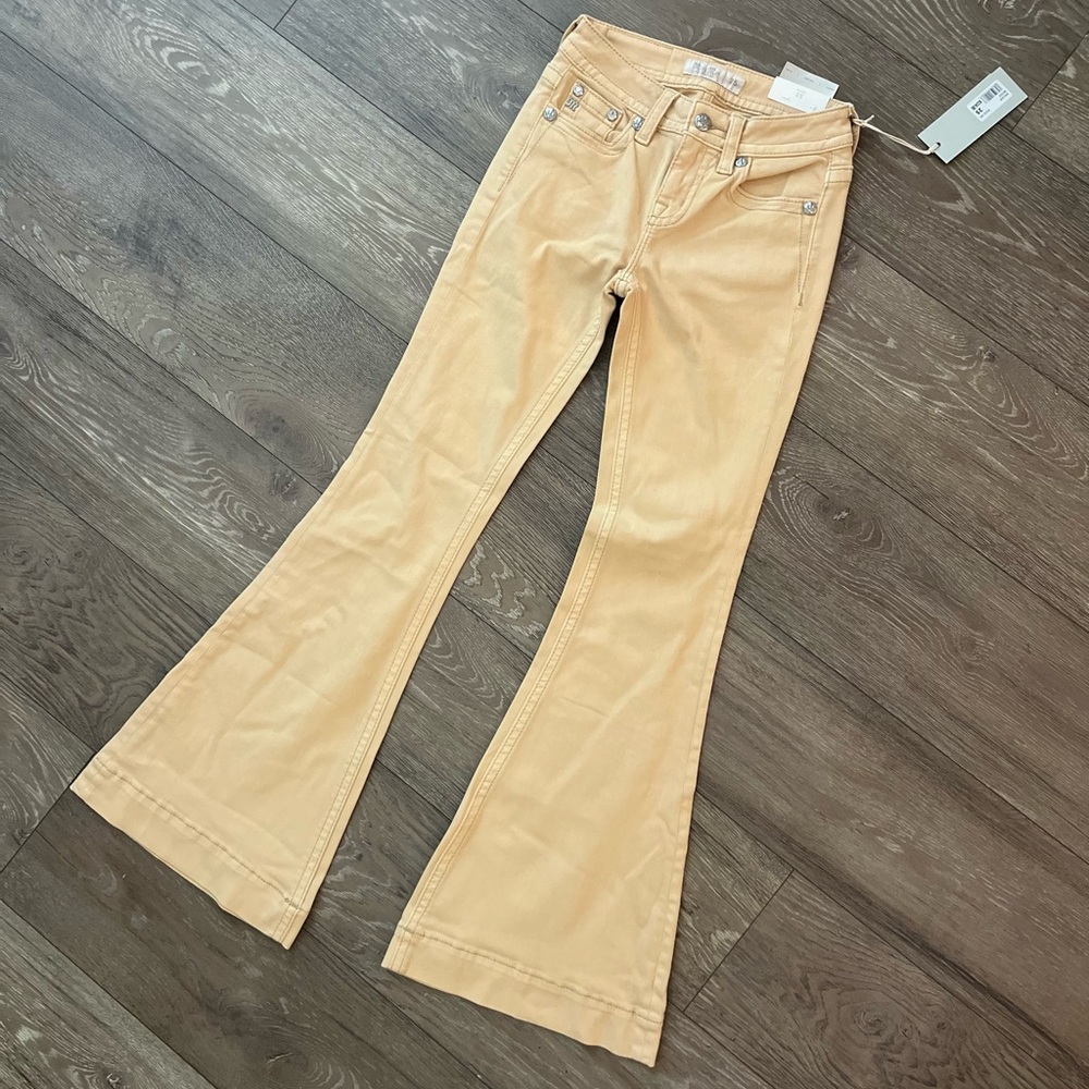 Miss Me Beige Mid Rise Flare Jeans
